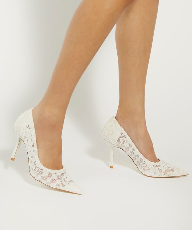 Dune London Adoring - Ivory Floral Lace Wedding Shoes