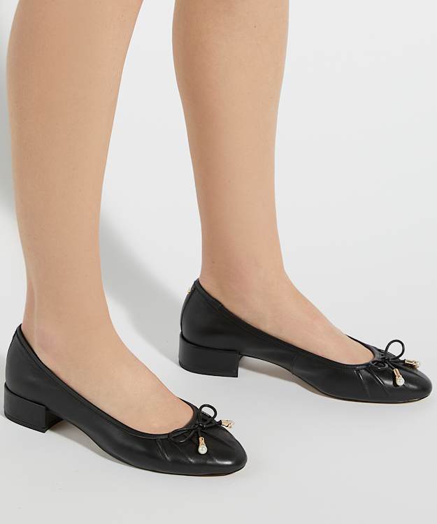 Dune London Amazing - Black Low Block Heel Ballet Flats