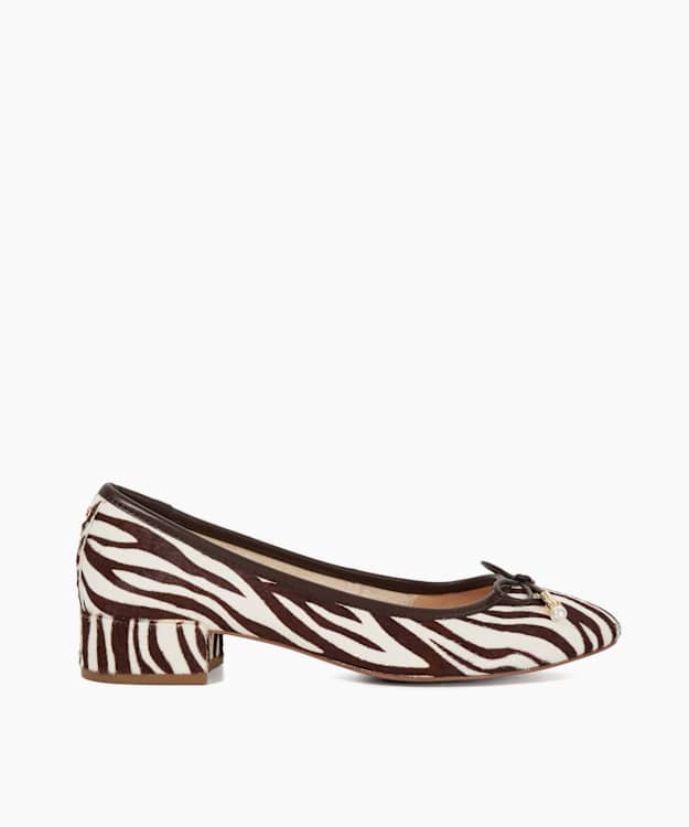 dune london Amazing - Zebra Low Block Heel Ballet Flats