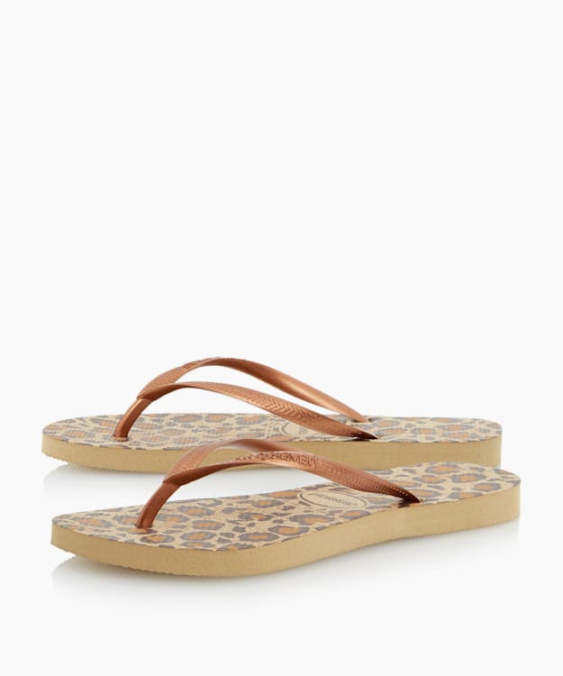Dune London Animal Print Flip Flops - Bronze Havaianas Slim Animal Print Flip Flops
