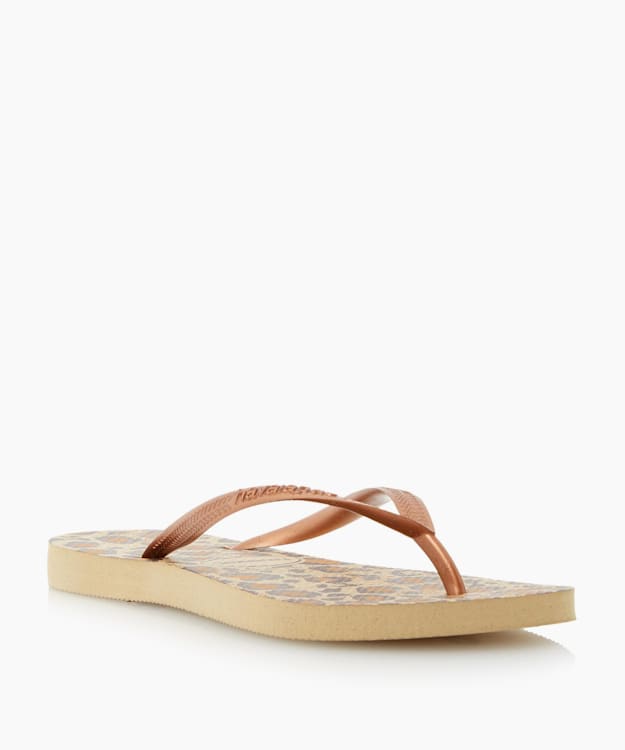 dune london Animal Print Flip Flops - Bronze Havaianas Slim Animal Print Flip Flops