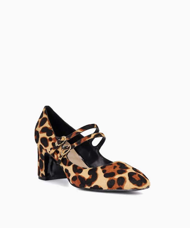 Dune London Approval - Leopard Statement Block Heel Court Shoes