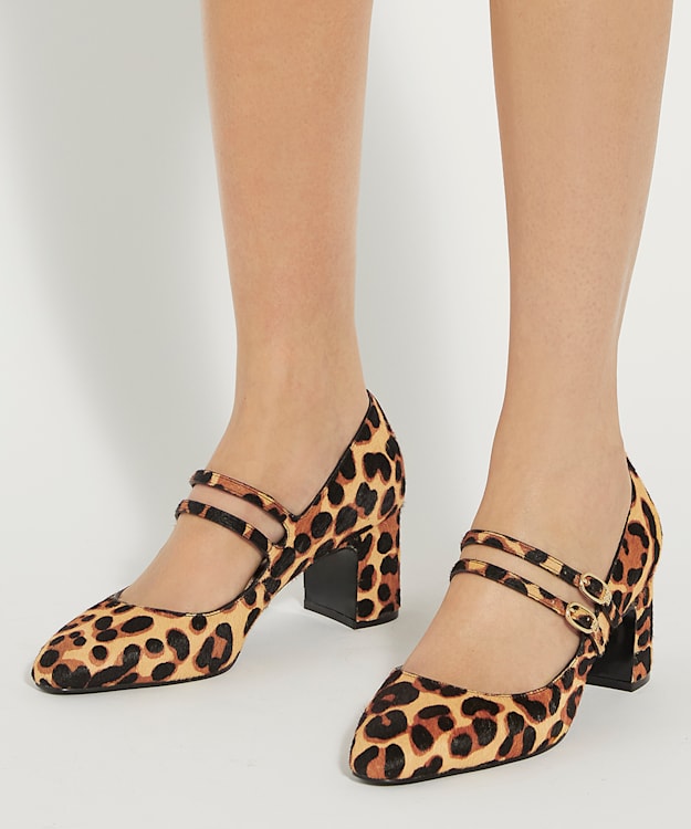 Dune London Approval - Leopard Statement Block Heel Court Shoes