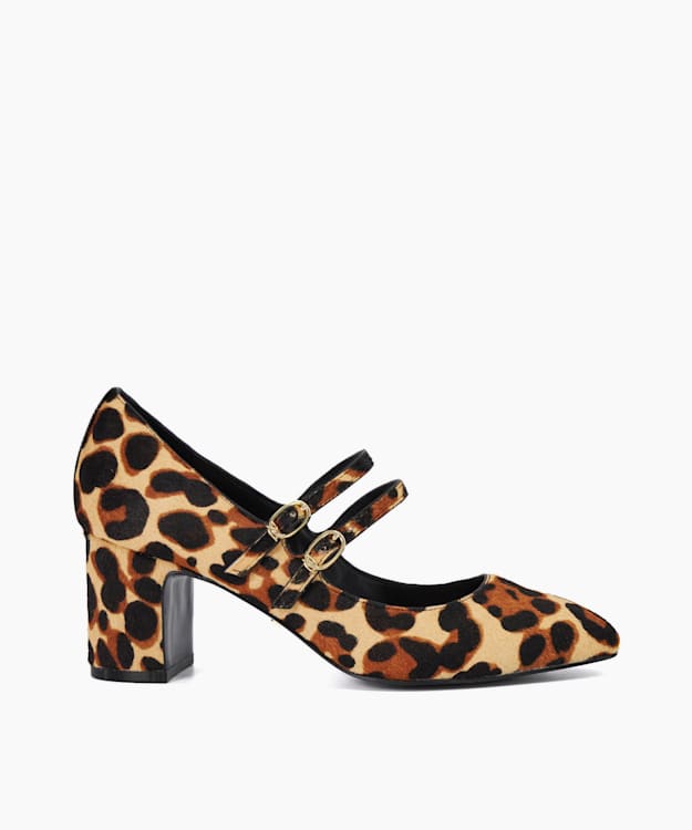 dune london Approval - Leopard Statement Block Heel Court Shoes