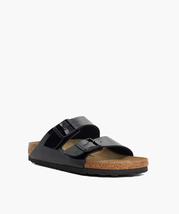 Dune London Arizona Birko F - Black Two Strap Sandals