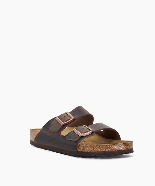 Dune London Arizona Oiled L - Dark Brown Birkenstock Arizona Oiled Leather Sandals