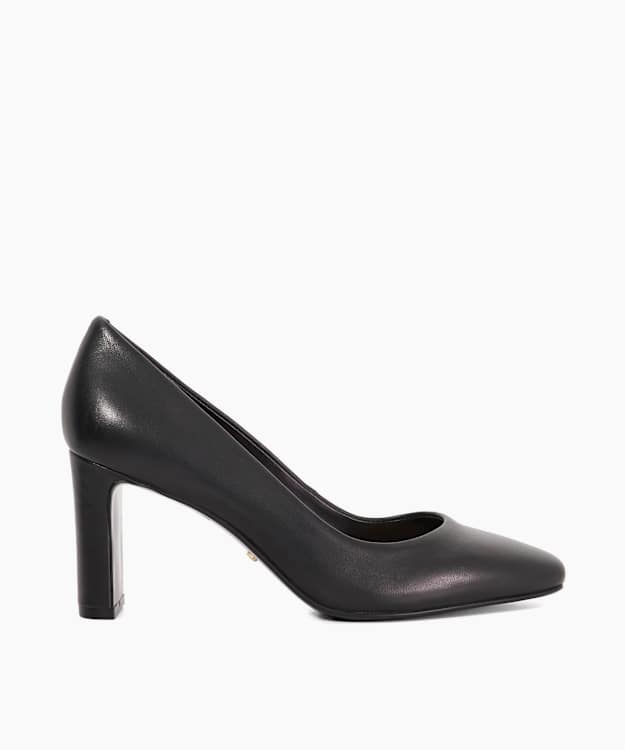 dune london Arriving - Black High Block Heel Court Shoes