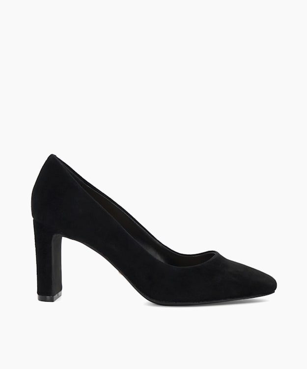 dune london Arriving - Black High Block Heel Court Shoes