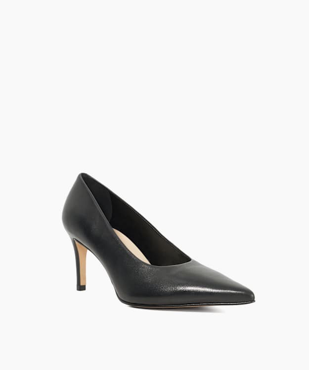 Dune London Aspiring - Black Leather Pointed Toe Courts