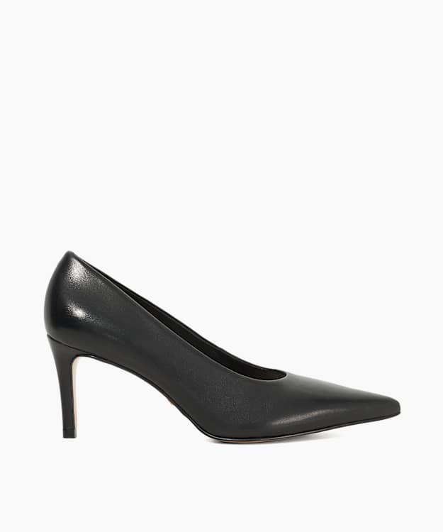 dune london Aspiring - Black Leather Pointed Toe Courts