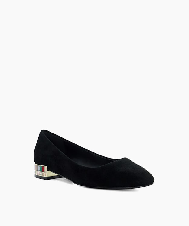 Dune London Ballerina - Black Cut Glass Heel Ballerina Pumps