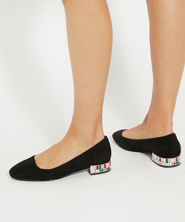 Dune London Ballerina - Black Cut Glass Heel Ballerina Pumps
