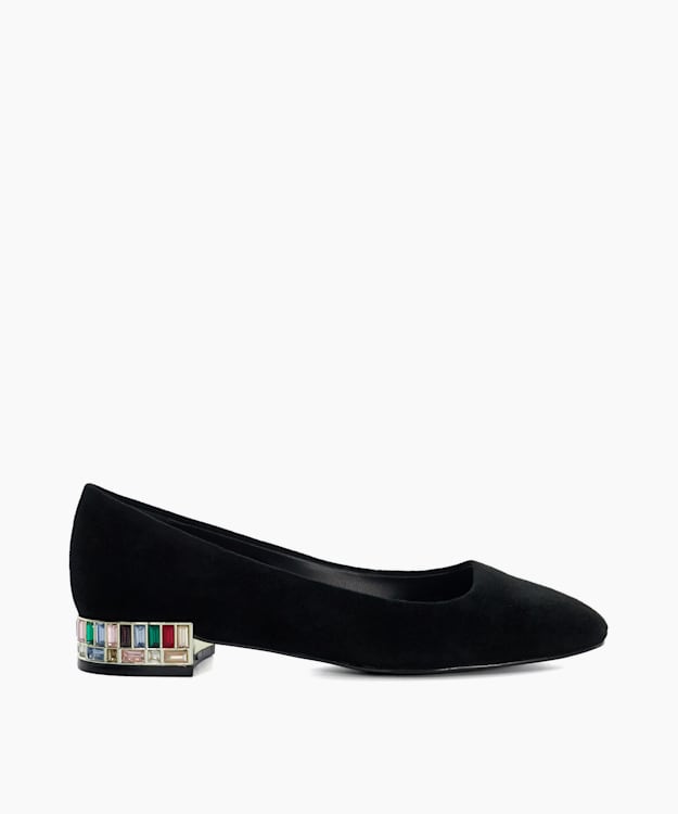 dune london Ballerina - Black Cut Glass Heel Ballerina Pumps