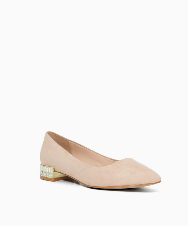 Dune London Ballerina - Nude Cut Glass Heel Ballerina Pumps