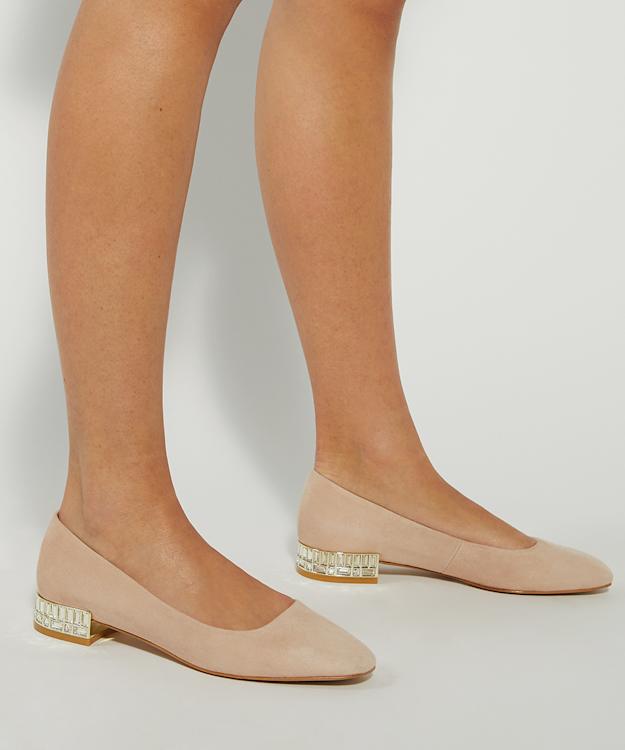 Dune London Ballerina - Nude Cut Glass Heel Ballerina Pumps