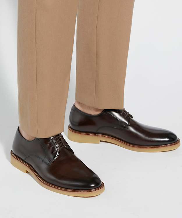 Dune London Banford - Brown Leather Gibson Lace Up Shoes