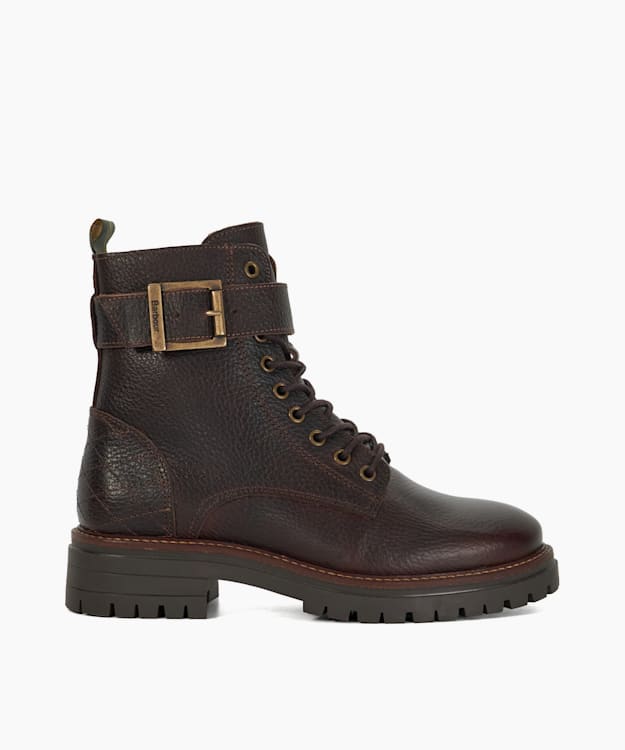 dune london Barbour Heidi L - Brown Lace-Up Leather Commando Boots