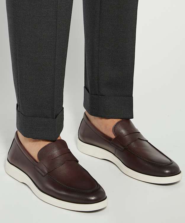 Dune London Barnstaple - Brown Leather Slip On Casual Loafers