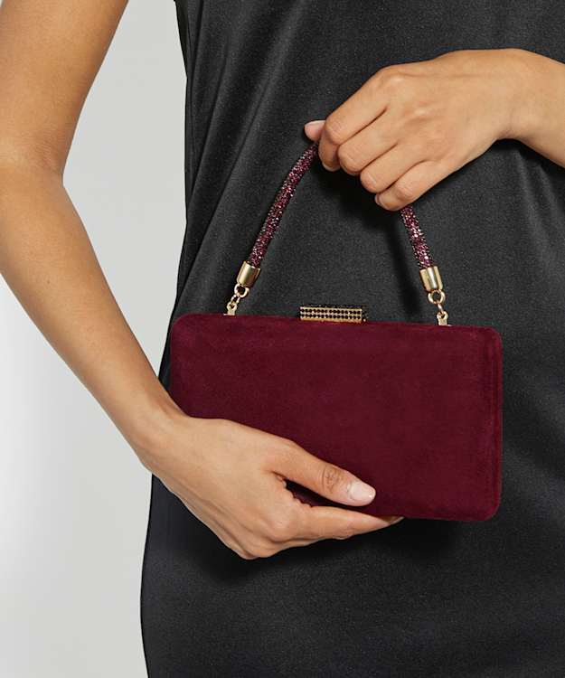 Dune London Beaut - Burgundy Diamante Handle Evening Bag