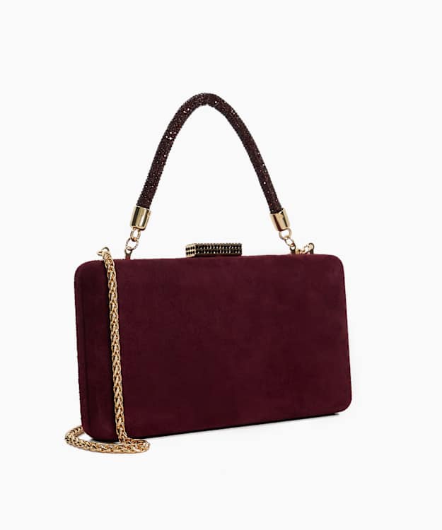 Dune London Beaut - Burgundy Diamante Handle Evening Bag