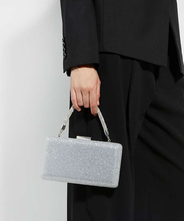 Dune London Beaut - Silver Diamante Handle Evening Bag
