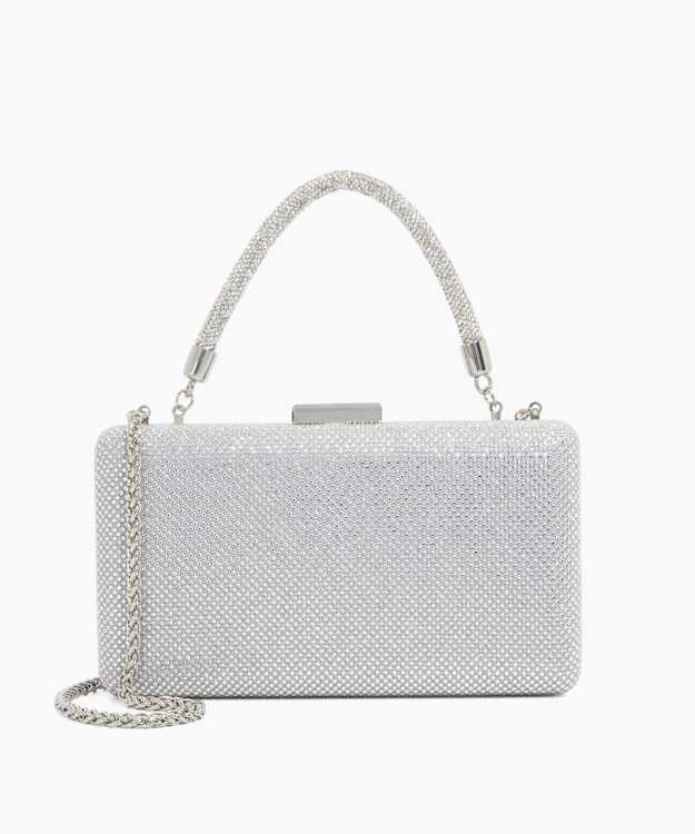 dune london Beaut - Silver Diamante Handle Evening Bag