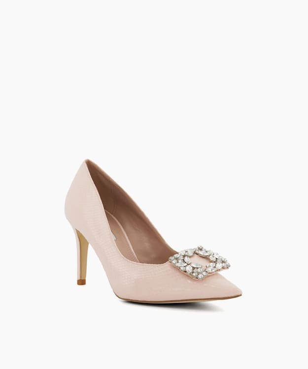 Dune London Beeta - Blush Brooch-Detail High-Heeled Courts