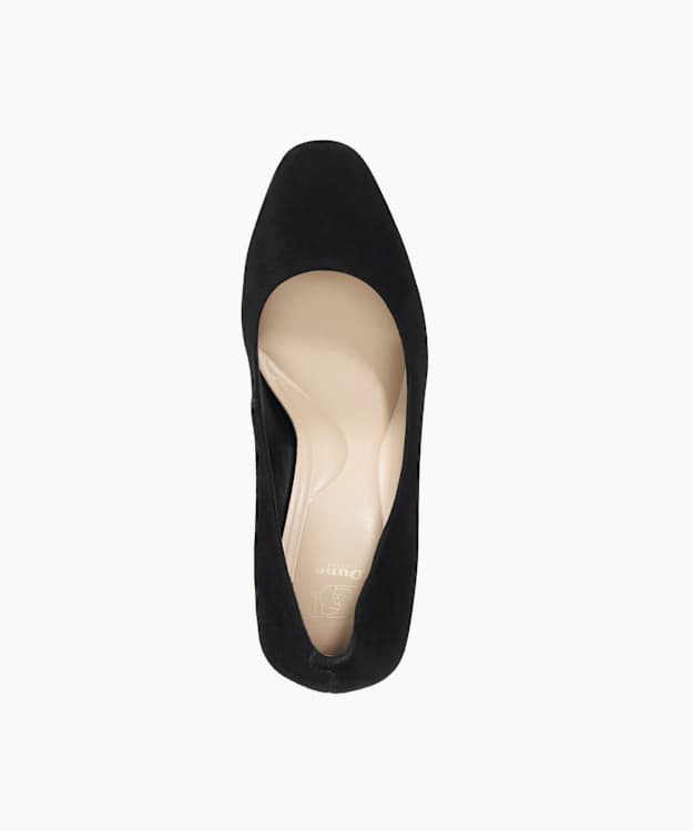 Dune London Begin - Black High Heel Suede Court Shoes