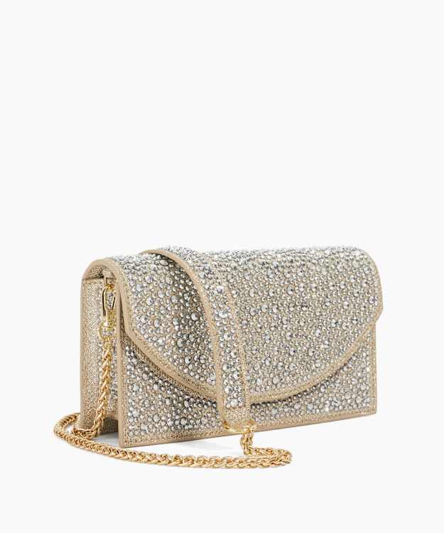 Dune London Bejewelled - Gold Embellished Envelope Clutch Bag