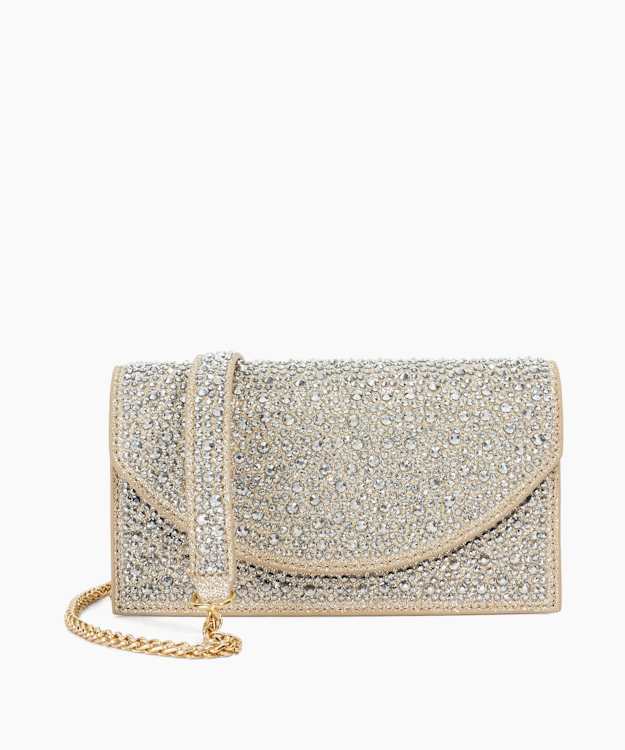 dune london Bejewelled - Gold Embellished Envelope Clutch Bag