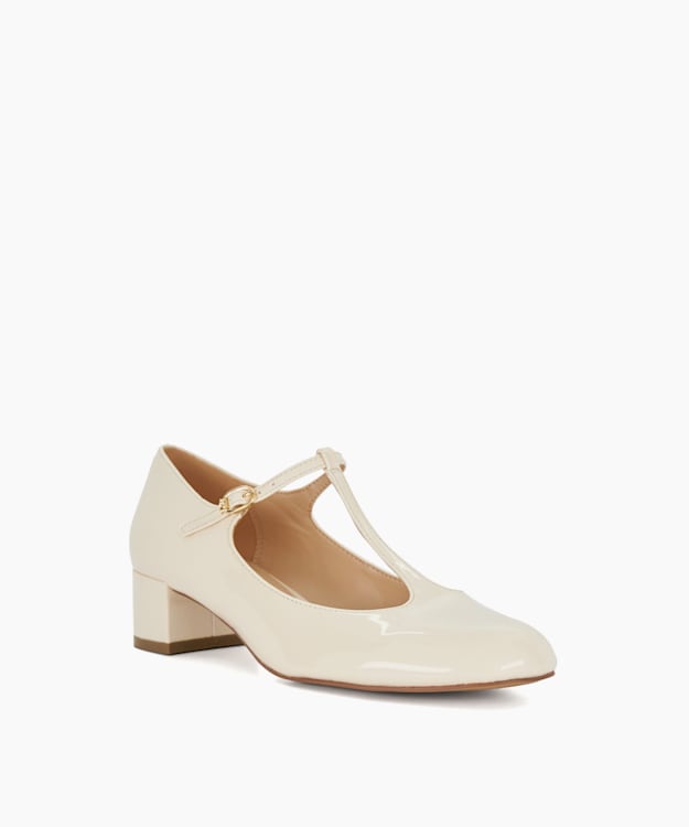 Dune London Believable - Ecru Low Block Heel Mary Janes