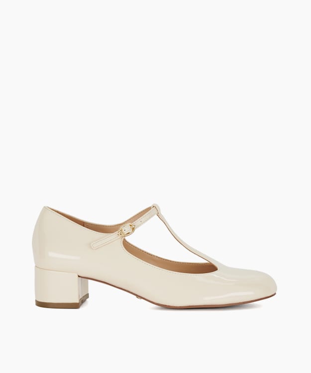 dune london Believable - Ecru Low Block Heel Mary Janes