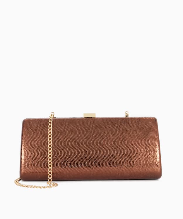 dune london Belinda - Bronze Textured Cross Body Clutch Bag