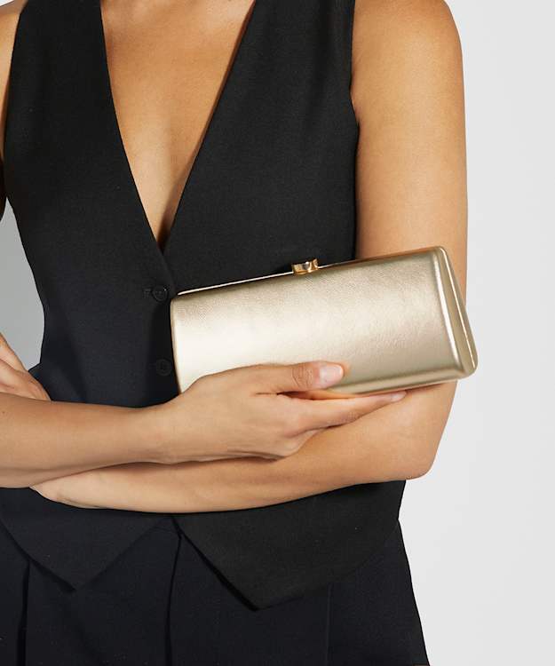 dune London Belinda - Gold Textured Cross Body Clutch Bag