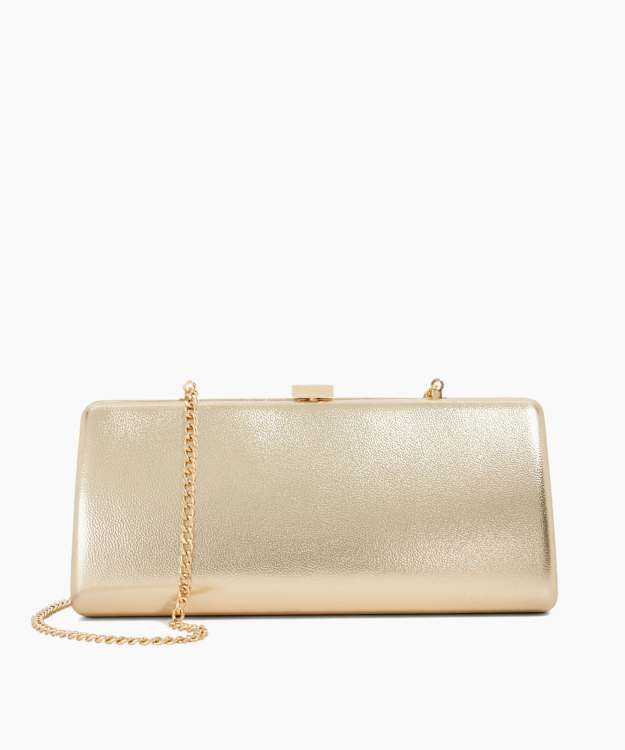 dune london Belinda - Gold Textured Cross Body Clutch Bag