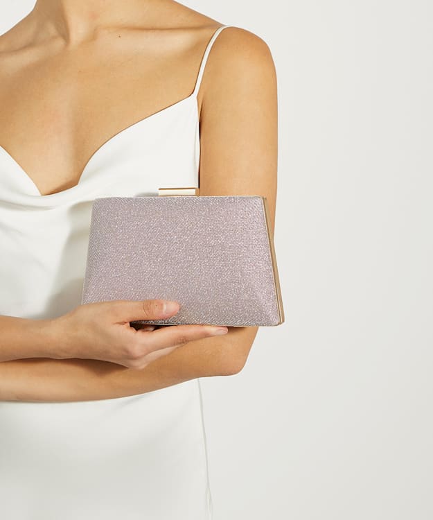 Dune London Bellaria - Rose Gold Metallic Box Clutch Bag