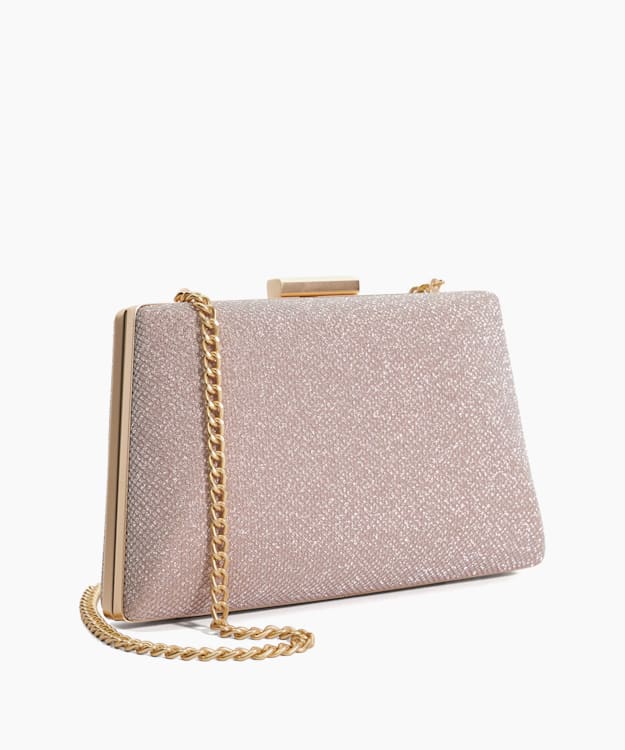 Dune London Bellaria - Rose Gold Metallic Box Clutch Bag