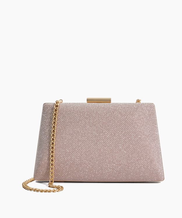 dune london Bellaria - Rose Gold Metallic Box Clutch Bag