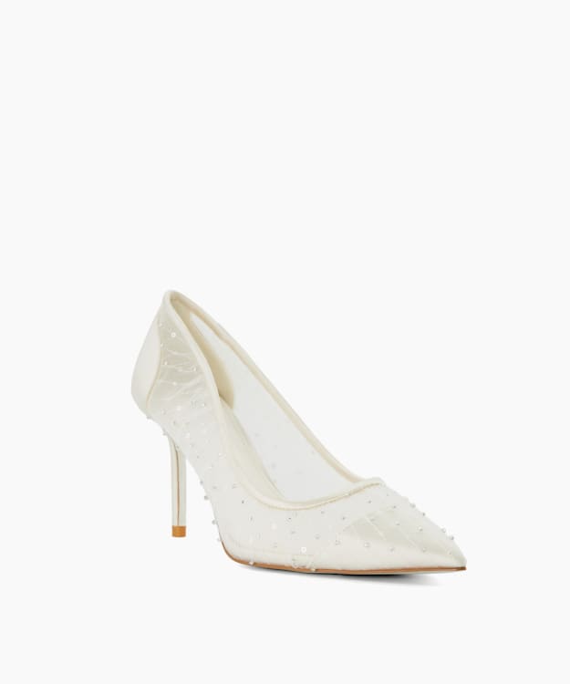 Dune London Bespoke - Ivory Sequin Pleated Court Wedding Shoes