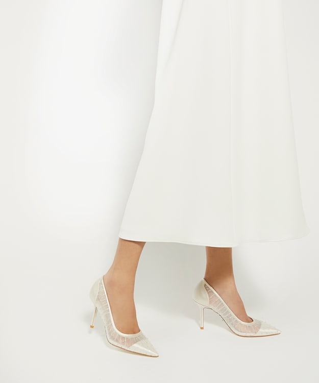 Dune London Bespoke - Ivory Sequin Pleated Court Wedding Shoes