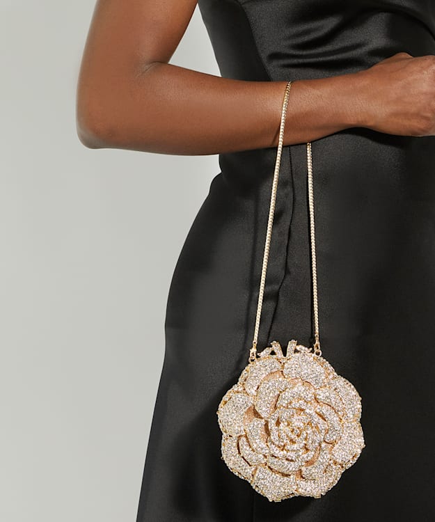 Dune London Bling - Gold Floral Diamante Embellished Clutch