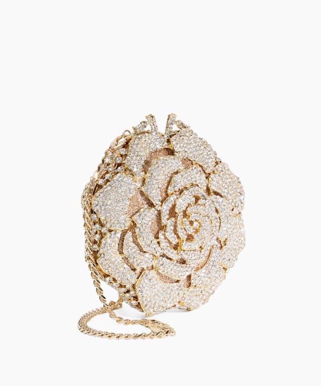 Dune London Bling - Gold Floral Diamante Embellished Clutch