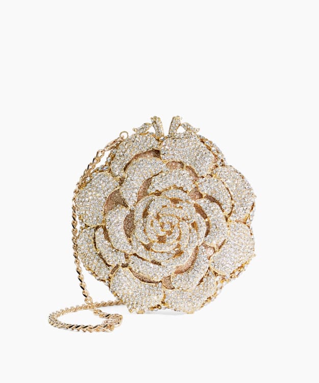 dune london Bling - Gold Floral Diamante Embellished Clutch