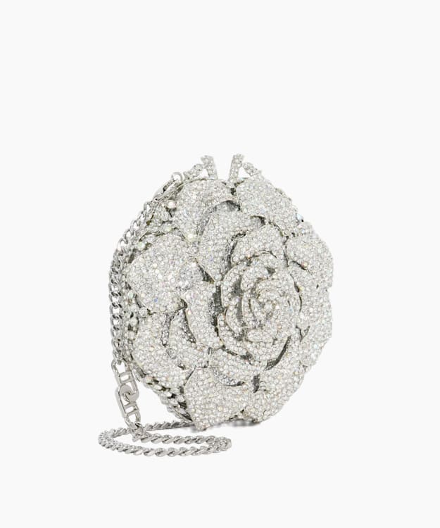Dune London Bling - Silver Floral Diamante Embellished Clutch