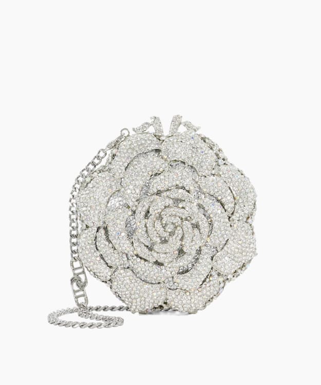 dune london Bling - Silver Floral Diamante Embellished Clutch