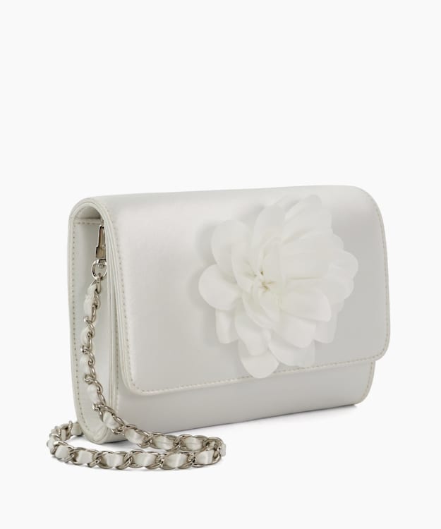 Dune London Blossoming - White Corsage Detail Wedding Clutch