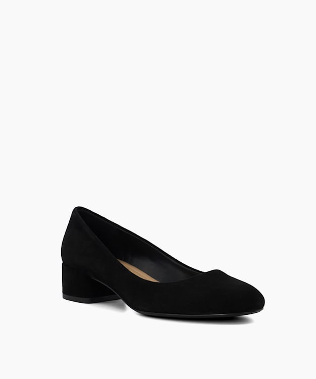 Dune London Bracket - Black Wide Fit Comfort Block-Heeled Courts