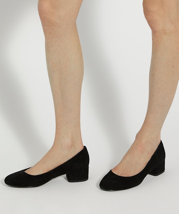 Dune London Bracket - Black Wide Fit Comfort Block-Heeled Courts