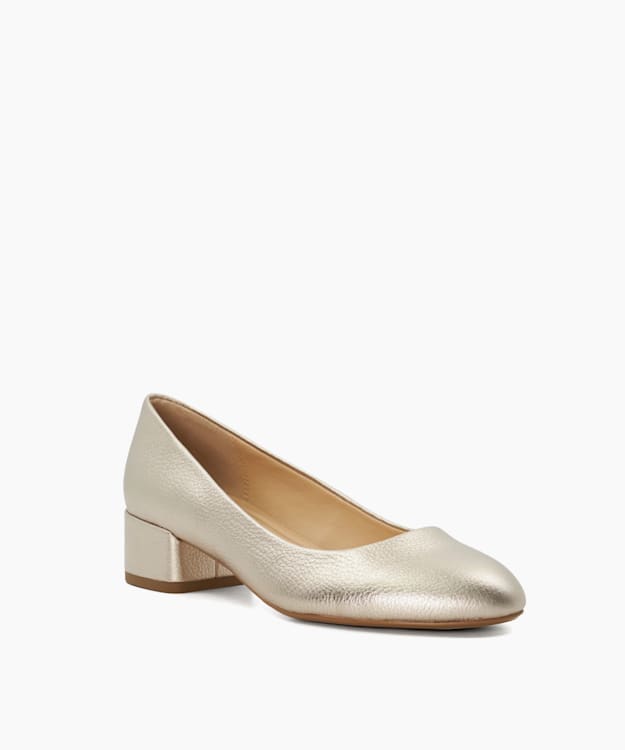 Dune London Bracket - Gold Comfort Block-Heeled Courts
