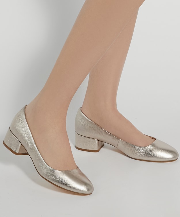Dune London Bracket - Gold Comfort Block-Heeled Courts